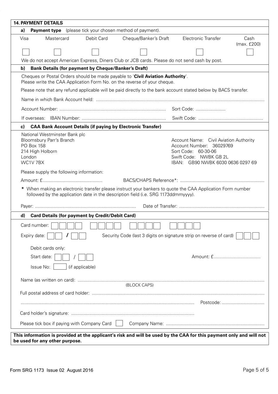 Form SRG1173 Helicopter - Application for the Issue / Revalidation / Renewal for a Single and Multi Pilot Type Rating - United Kingdom, Page 5