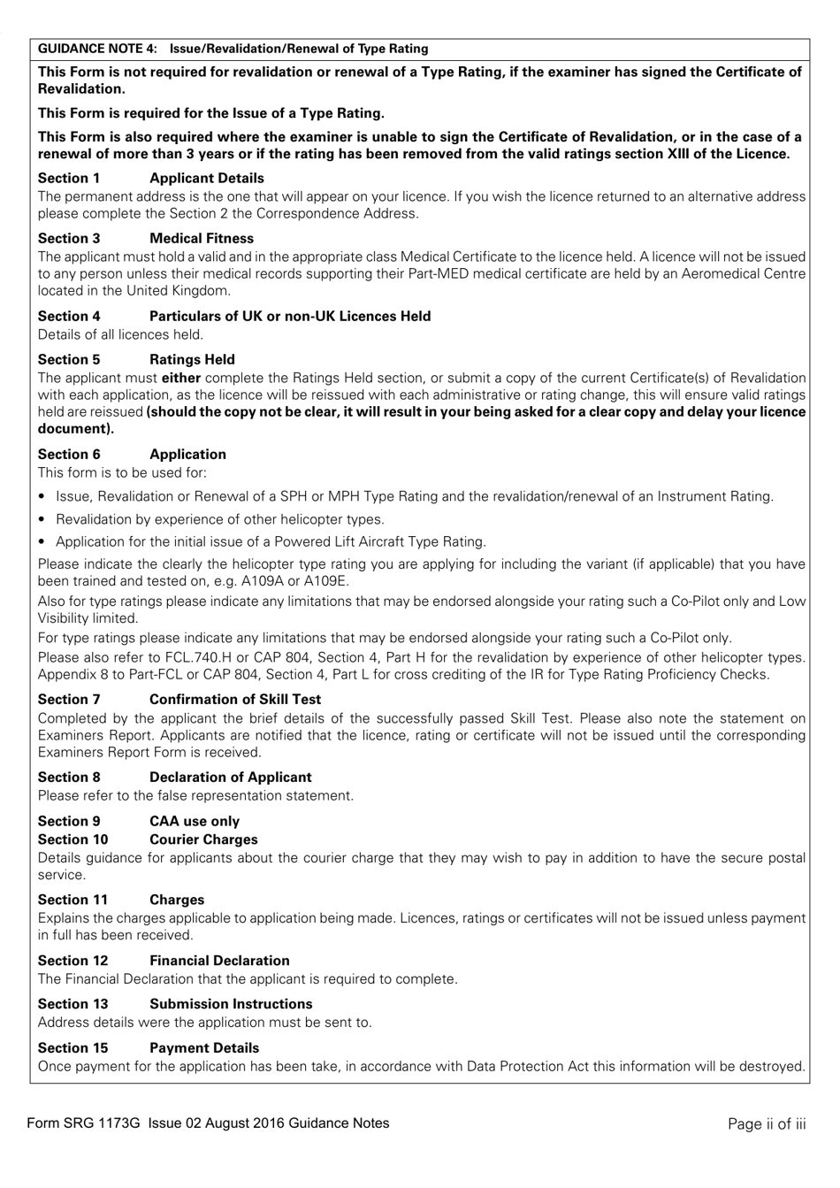 Form SRG1173 Helicopter - Application for the Issue / Revalidation / Renewal for a Single and Multi Pilot Type Rating - United Kingdom, Page 7