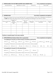 Form SRG1190 Application for the Re-grade of UK Issued Pilots Licences to Part-Fcl, Private Pilot&#039;s Licences, Light Aircraft Pilot Licences or National Private Pilot Licences - United Kingdom, Page 2