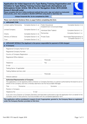 Form SRG1175 Application for Initial Approval of a Type Rating Training Organization and Variation to Type Rating Training Course Approvals (Aeroplanes and Helicopters) Under Article 168 of the Air Navigation Order 2016 (Easa Annex II Aircraft Only) - United Kingdom