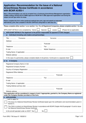 Form SRG1746 Application/Recommendation for the Issue of a National Airworthiness Review Certificate in Accordance With Bcar A3/B3-1 - United Kingdom