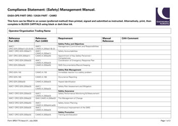 Form SRG1770 Compliance Statement: (Safety) Management Manual - United Kingdom