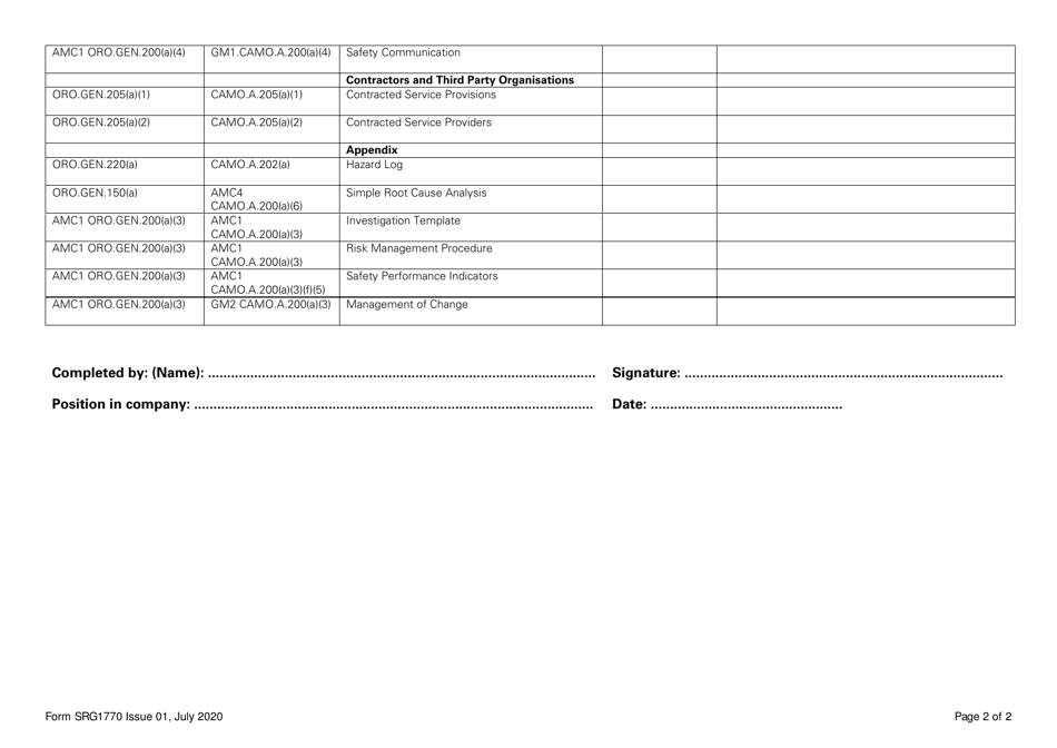 Form SRG1770 Compliance Statement: (Safety) Management Manual - United Kingdom, Page 2