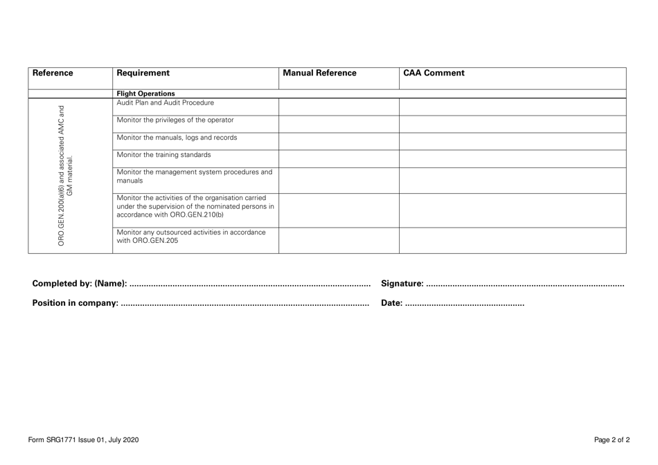 Form SRG1771 Compliance Statement: Compliance Monitoring Manual - United Kingdom, Page 2