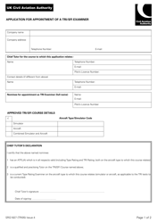 Form SRG1827 (TRI05) Application for Appointment of a Tri/Sfi Examiner - United Kingdom