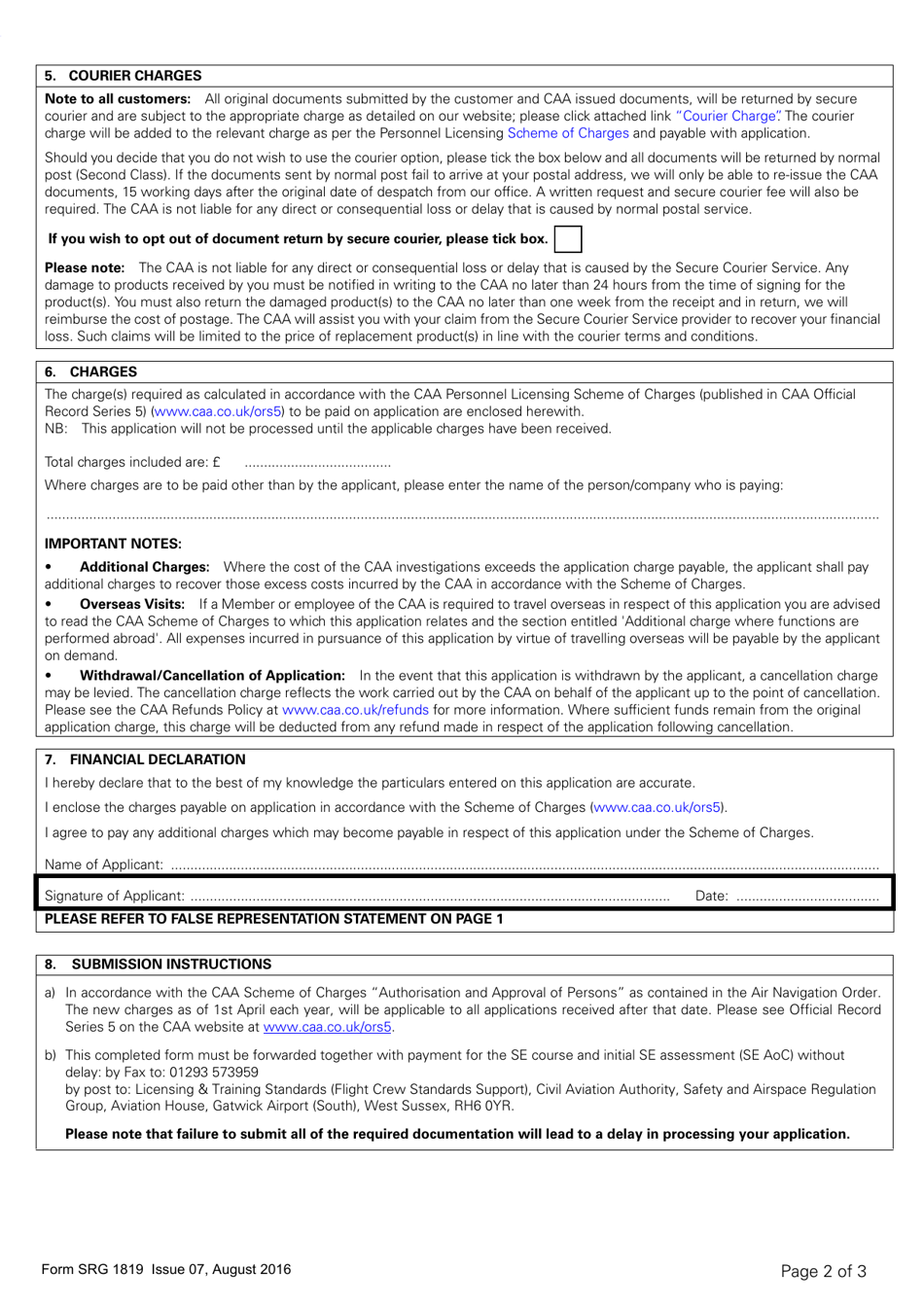 Form SRG1819 Application for the Initial Issue of Senior Examiner (Se) Certificate - United Kingdom, Page 2