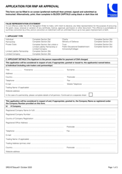Form SRG1873 Application for Rnp Ar Approval - United Kingdom