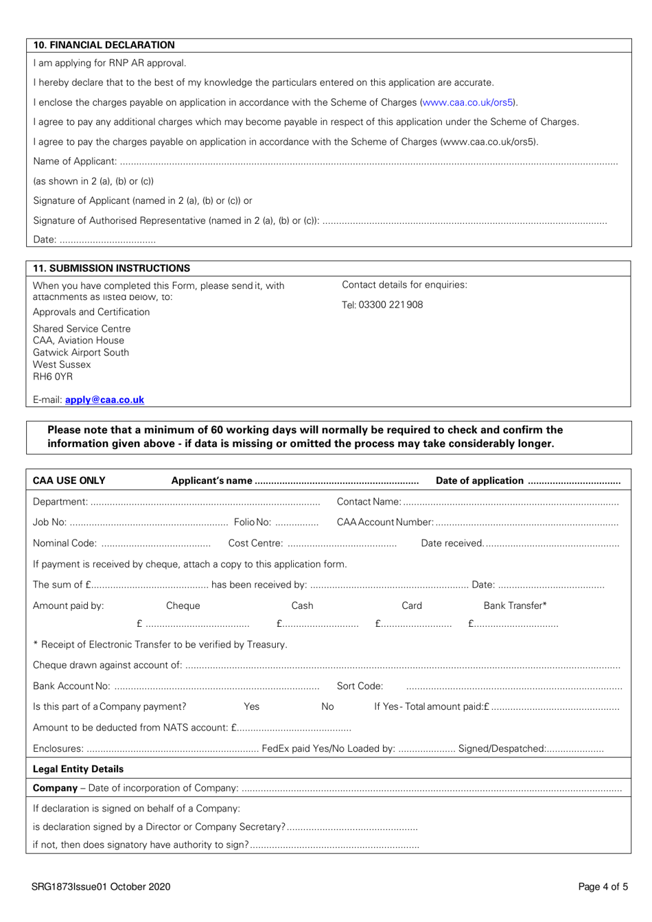 Form SRG1873 Application for Rnp Ar Approval - United Kingdom, Page 4