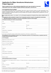 Form SRG2009 Application for Major Aerodrome Infrastructure Project Approval - United Kingdom