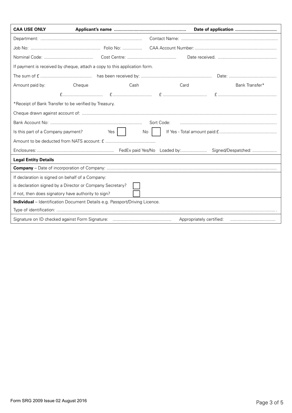 Form SRG2009 Application for Major Aerodrome Infrastructure Project Approval - United Kingdom, Page 3