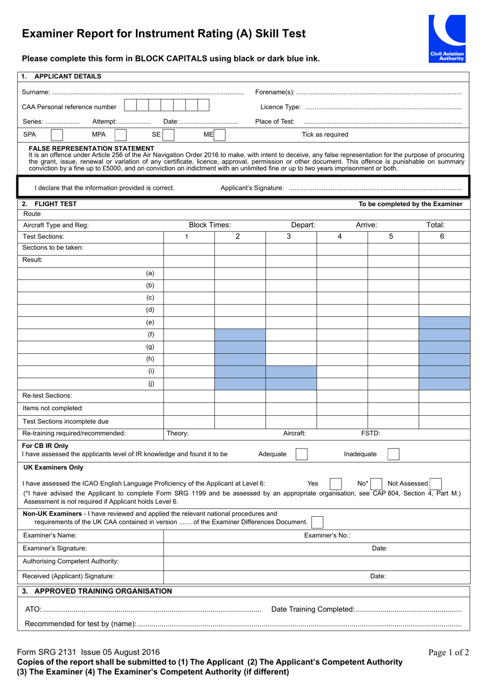 Form SRG2131 - Fill Out, Sign Online and Download Printable PDF, United ...