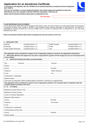 Form SRG2002B Application for an Aerodrome Certificate - United Kingdom