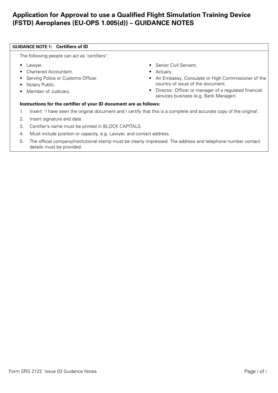 Form SRG2122 Application for Approval to Use a Qualified Flight Simulator Training Device (Fstd) Aeroplanes (Eu-Ops 1.005(D)) - United Kingdom, Page 6