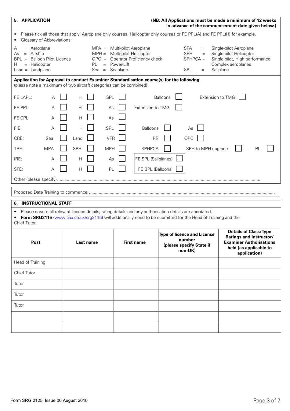 Form SRG2125 Application for the Approval of Examiner Standardisation Courses Under Easa Aircrew Regulation Part-Fcl.1015 - United Kingdom, Page 3