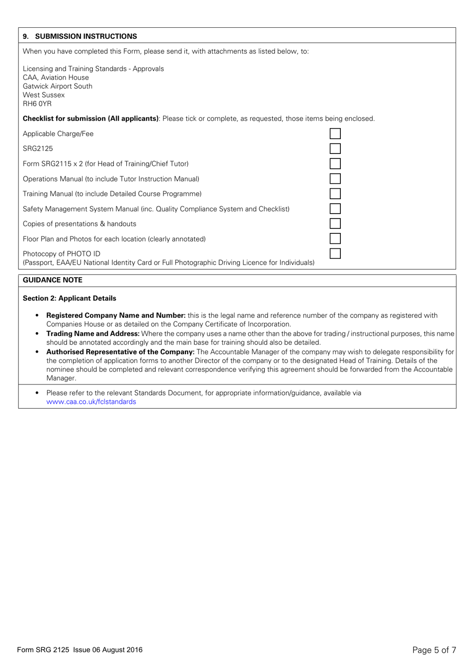 Form SRG2125 Application for the Approval of Examiner Standardisation Courses Under Easa Aircrew Regulation Part-Fcl.1015 - United Kingdom, Page 5