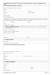 Form SRG2200 Application for a Large Rocket Permission Under Article 96 of the Air Navigation Order 2016 - United Kingdom, Page 2