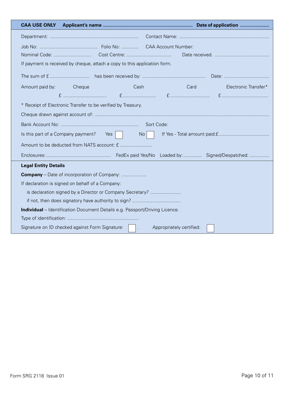 Form SRG2118 Application for Approval of Training Organisations and Change to Course Approvals for: Sailplanes, Powered Lift, Balloons and Airships Under Easa Aircrew Regulation Annex VII - Part-Ora - United Kingdom, Page 10