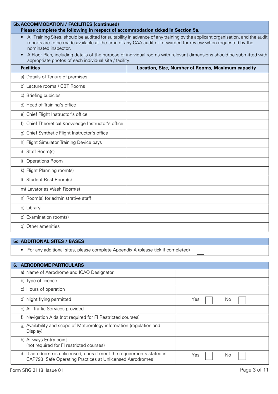 Form SRG2118 Application for Approval of Training Organisations and Change to Course Approvals for: Sailplanes, Powered Lift, Balloons and Airships Under Easa Aircrew Regulation Annex VII - Part-Ora - United Kingdom, Page 3