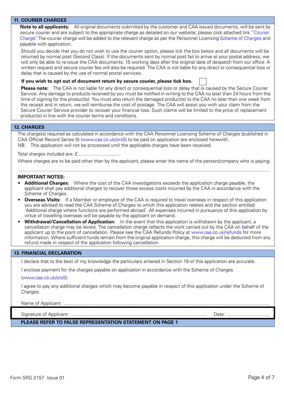 Form SRG2157 Application for Issue and Renewal of Additional Ratings in Accordance With Part-Fcl (Not Including Class, Type Rating or Night Rating) - United Kingdom, Page 4