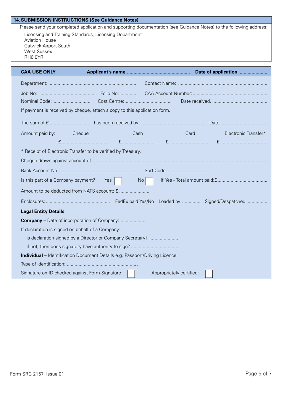 Form SRG2157 Application for Issue and Renewal of Additional Ratings in Accordance With Part-Fcl (Not Including Class, Type Rating or Night Rating) - United Kingdom, Page 5