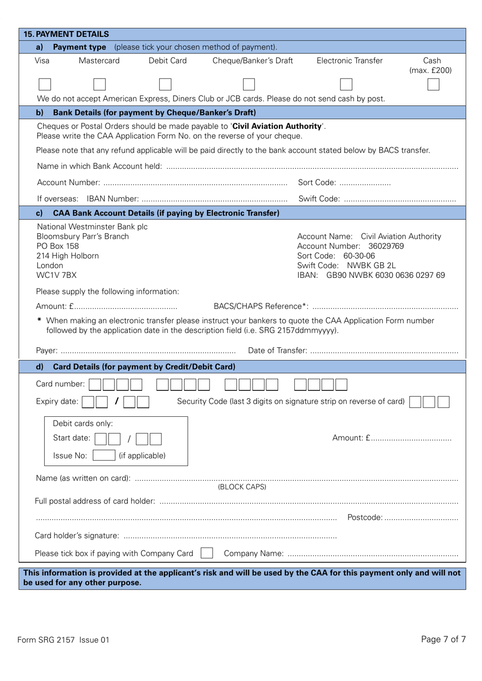 Form SRG2157 Application for Issue and Renewal of Additional Ratings in Accordance With Part-Fcl (Not Including Class, Type Rating or Night Rating) - United Kingdom, Page 7