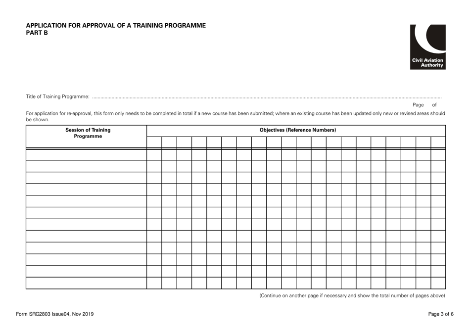 Form SRG2803 Dangerous Goods Training Approval Scheme Application for Approval of a Training Programme - United Kingdom, Page 3