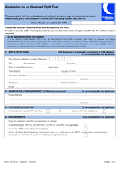 Form SRG3101 Application for an Observed Flight Test - United Kingdom