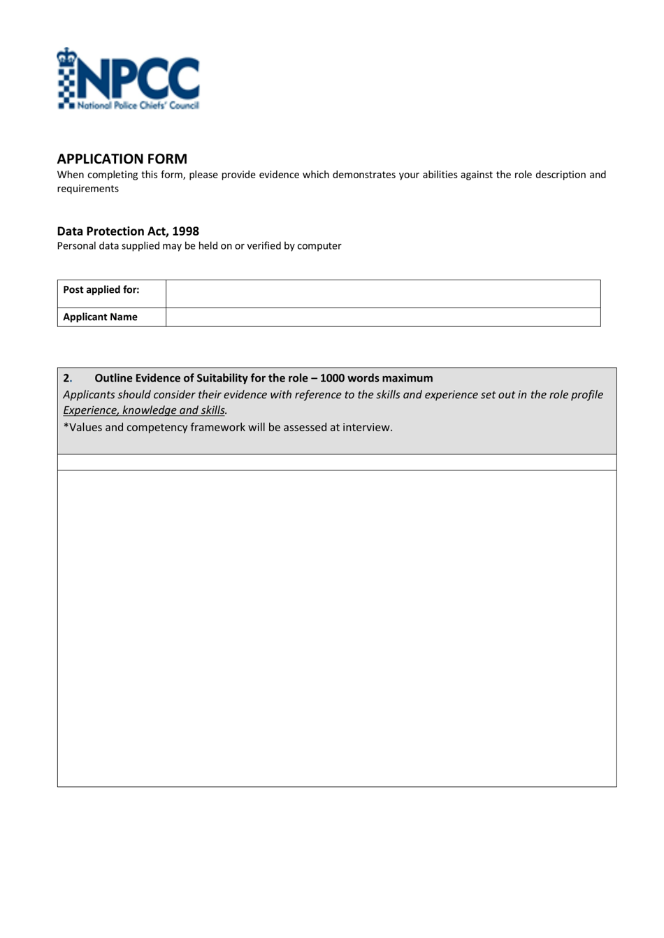 Deputy Head of Communications Application Form - United Kingdom, Page 1