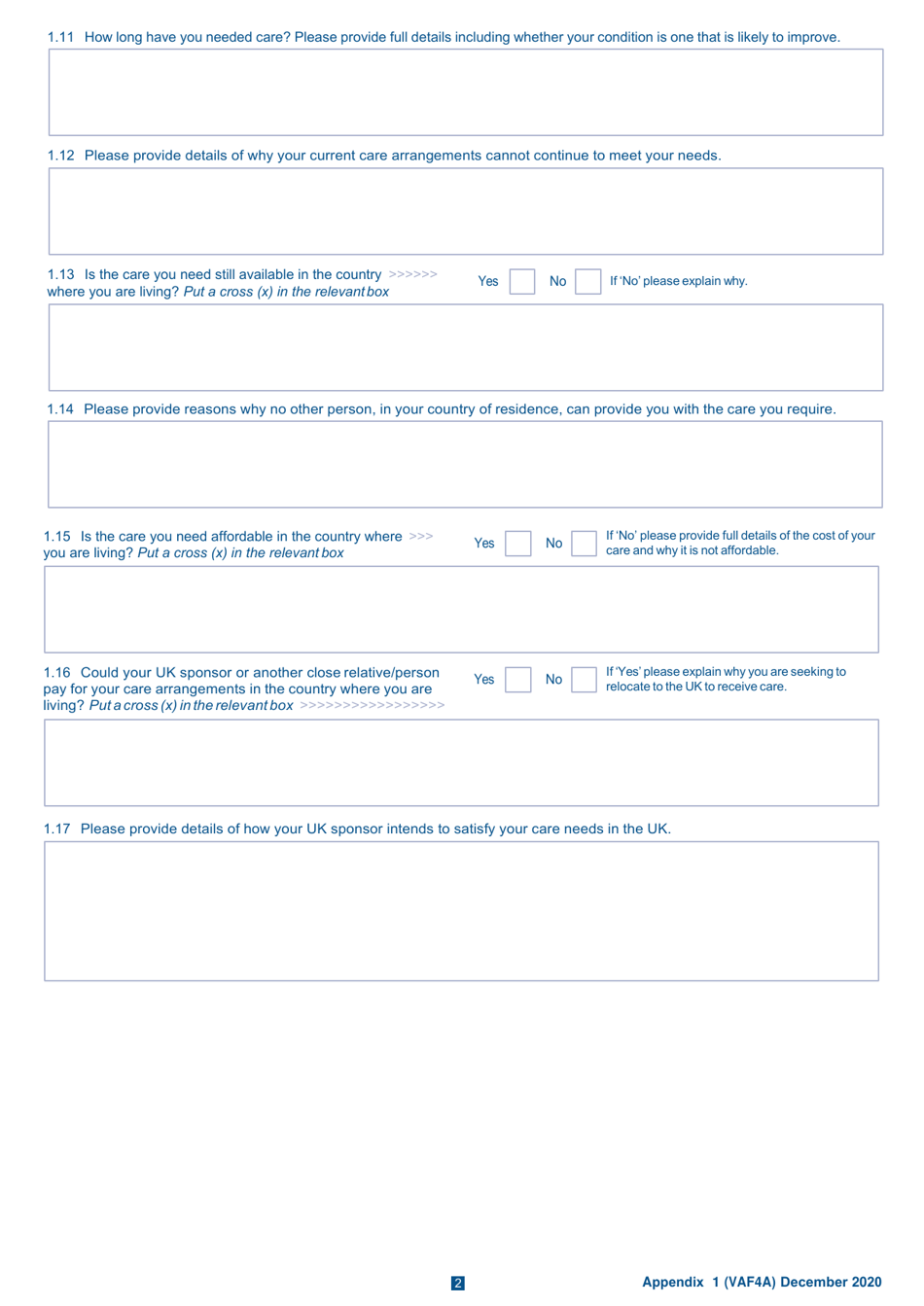 Form VAF4A Appendix 1 Family Settlement - United Kingdom, Page 3