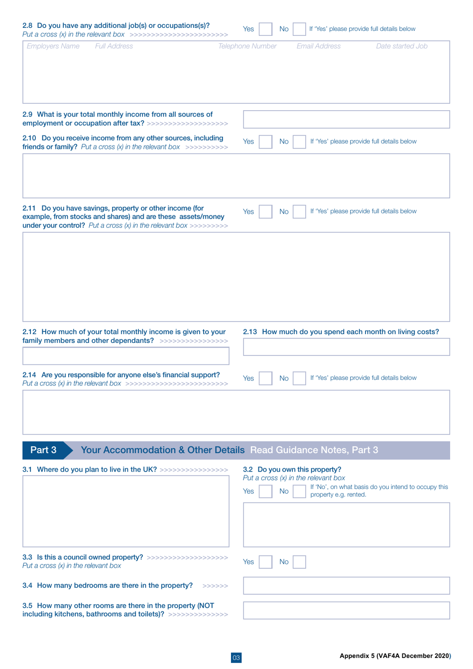 Form VAF4A Appendix 5 Family Settlement: Parent of a Child in the Uk - United Kingdom, Page 3