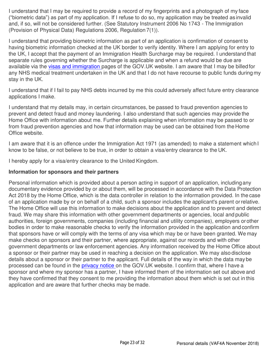 Form VAF4A Family Settlement Application Form - United Kingdom, Page 23