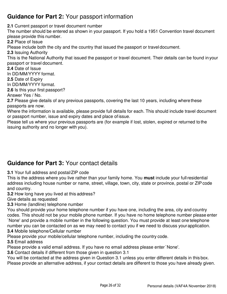 Form VAF4A Family Settlement Application Form - United Kingdom, Page 26