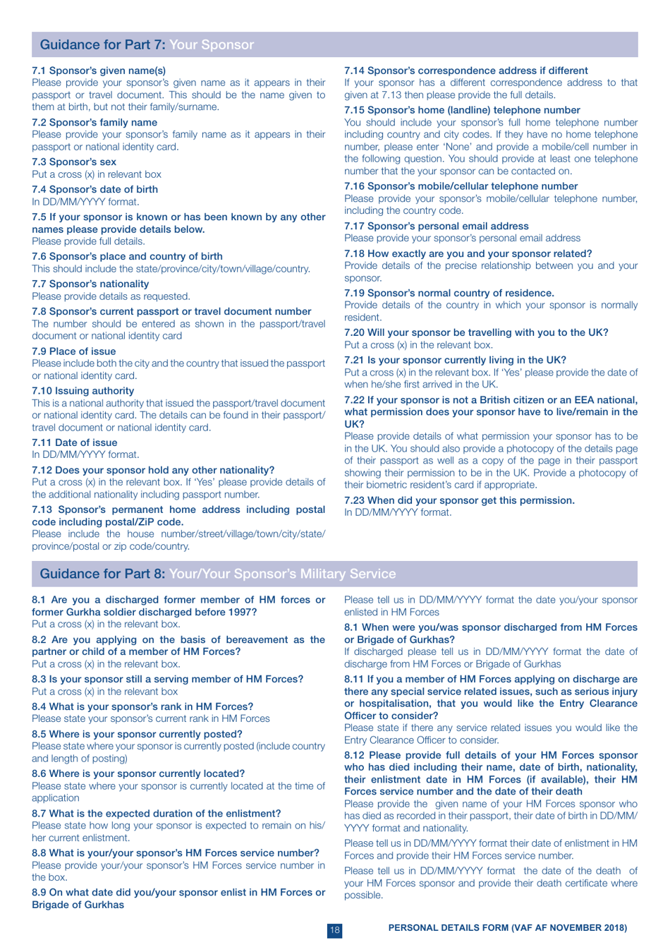 Form VAF AF HM Forces Application Form - United Kingdom, Page 18