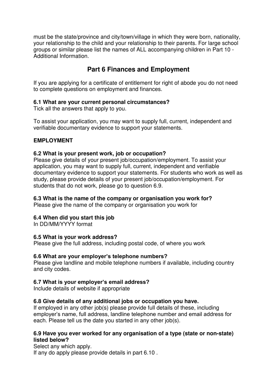 Instructions for Form VAF2 Apply for Entry Clearance for More Than 6 Months: Work, Study, Dependants and Right of Abode - United Kingdom, Page 8