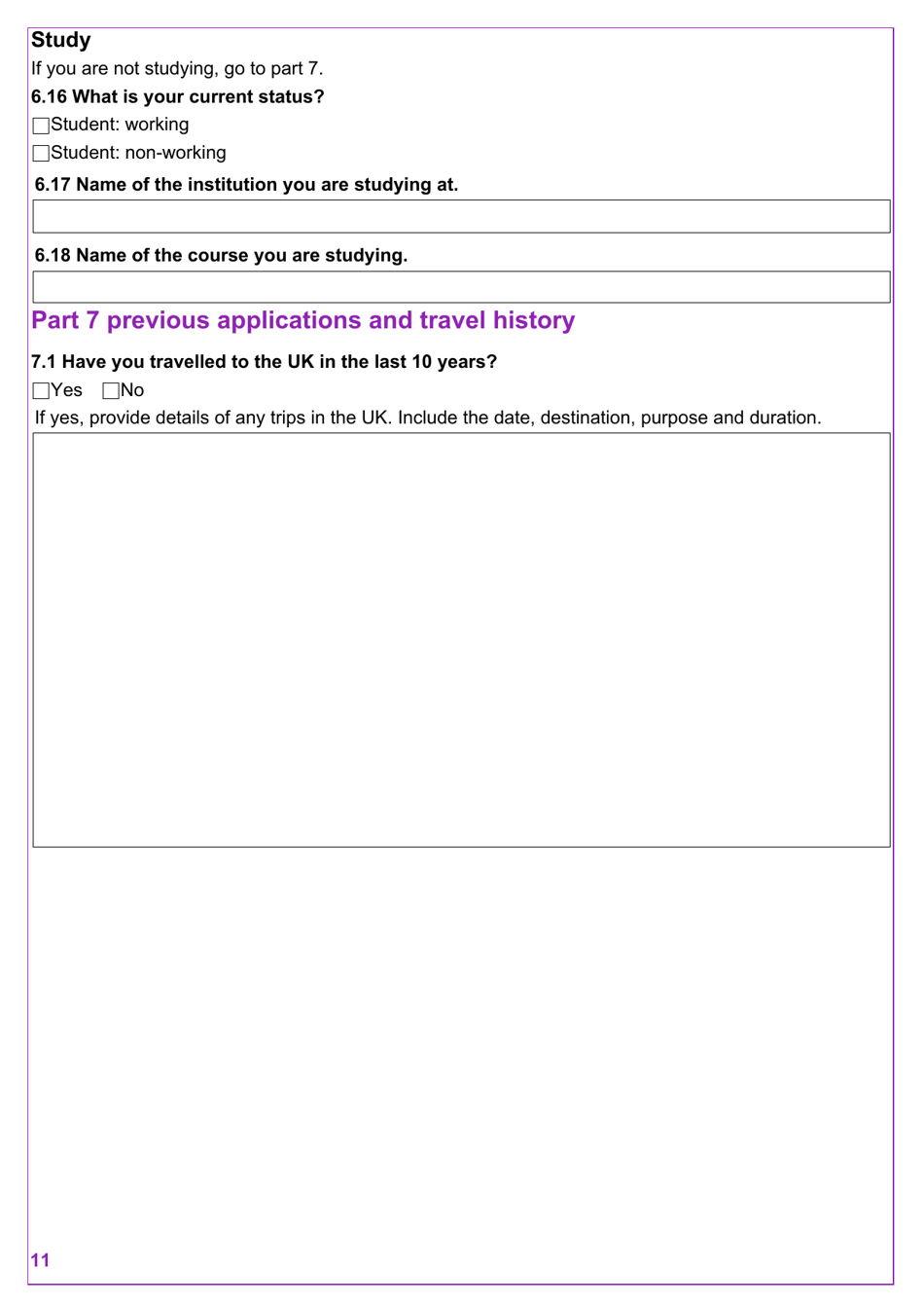 Form VAF2 Apply for Entry Clearance for More Than 6 Months: Work, Study, Dependants and Right of Abode - United Kingdom, Page 11