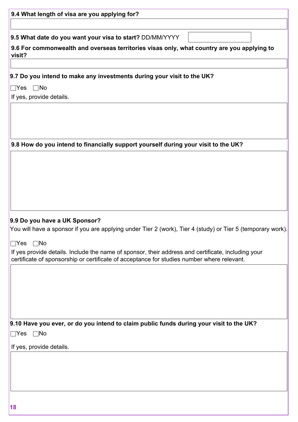 Form VAF2 Apply for Entry Clearance for More Than 6 Months: Work, Study, Dependants and Right of Abode - United Kingdom, Page 18