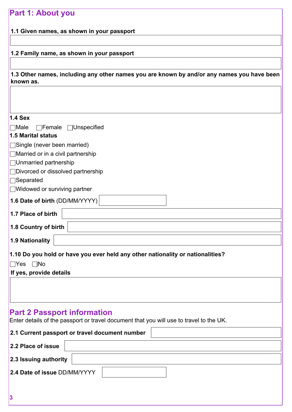 Form VAF2 Apply for Entry Clearance for More Than 6 Months: Work, Study, Dependants and Right of Abode - United Kingdom, Page 3