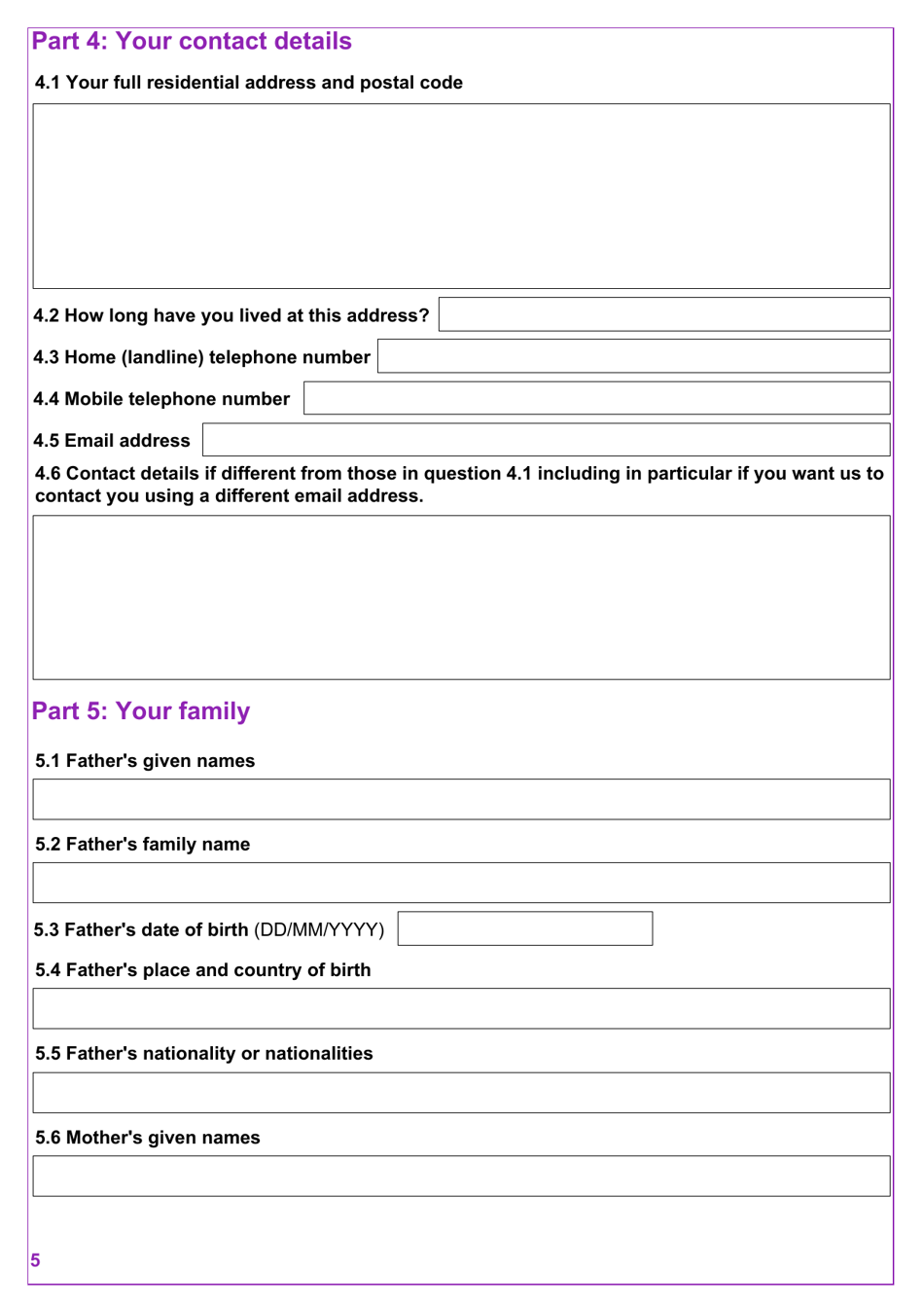 Form VAF2 Apply for Entry Clearance for More Than 6 Months: Work, Study, Dependants and Right of Abode - United Kingdom, Page 5