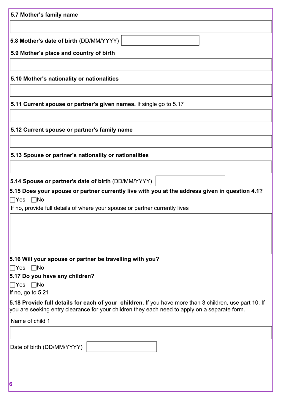 Form VAF2 Apply for Entry Clearance for More Than 6 Months: Work, Study, Dependants and Right of Abode - United Kingdom, Page 6