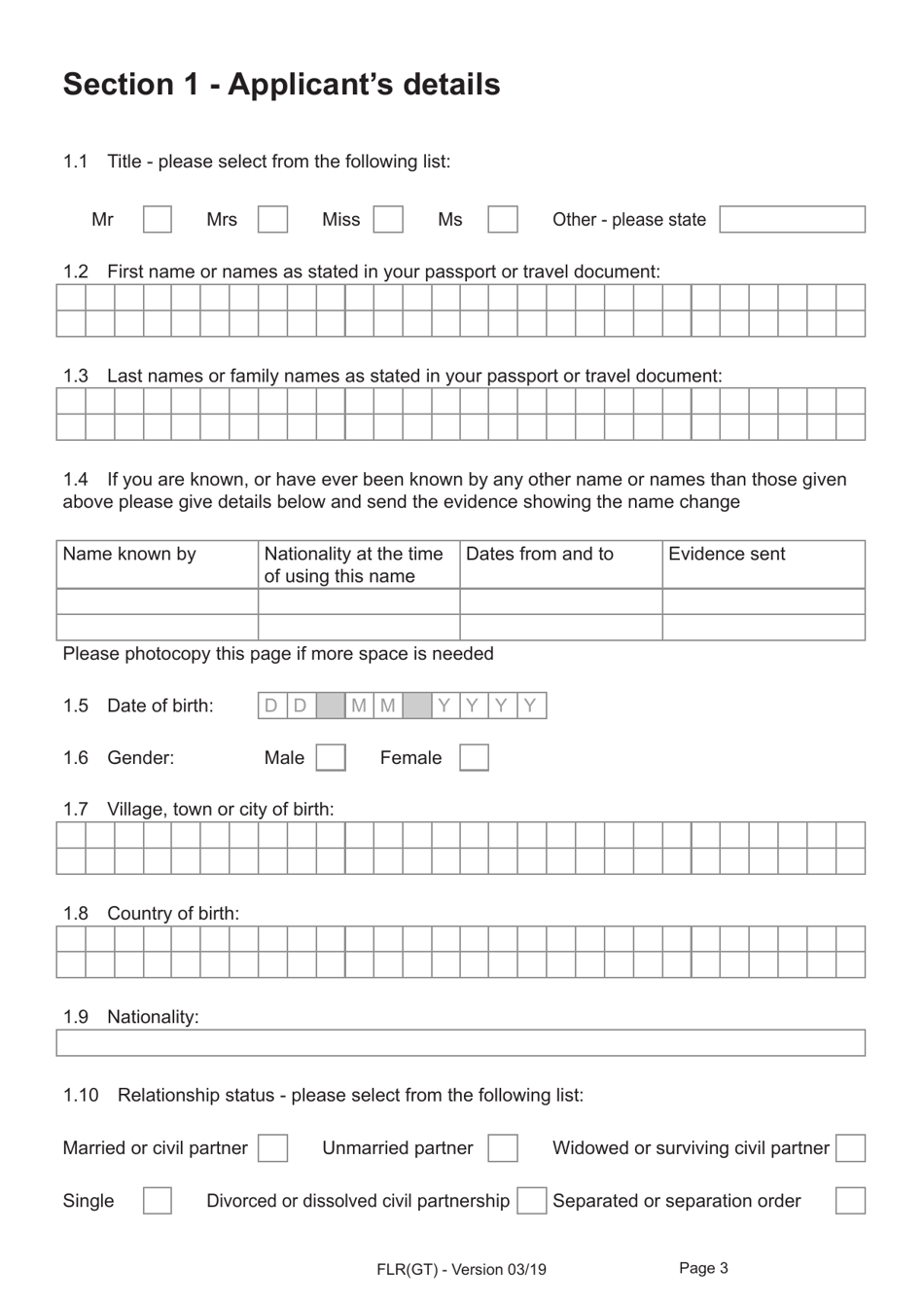 Form FLR(GT) Application for Further Leave to Remain for Grenfell Tower Survivors Granted Limited Leave Outside the Immigration Rules, and a Biometric Immigration Document - United Kingdom, Page 3