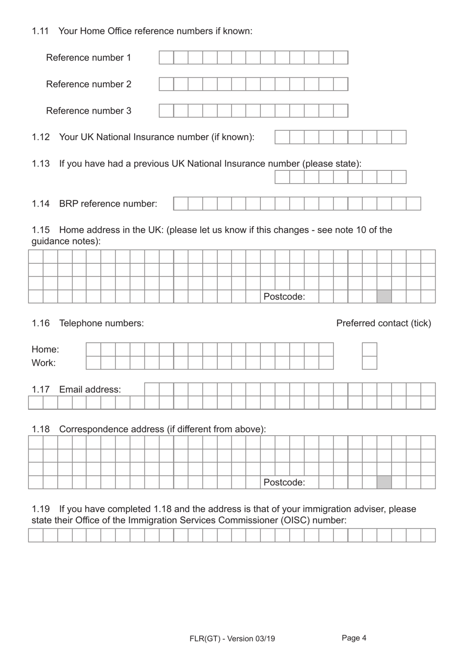 Form FLR(GT) Application for Further Leave to Remain for Grenfell Tower Survivors Granted Limited Leave Outside the Immigration Rules, and a Biometric Immigration Document - United Kingdom, Page 4