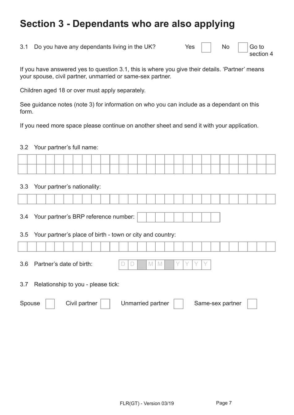 Form FLR(GT) Application for Further Leave to Remain for Grenfell Tower Survivors Granted Limited Leave Outside the Immigration Rules, and a Biometric Immigration Document - United Kingdom, Page 7