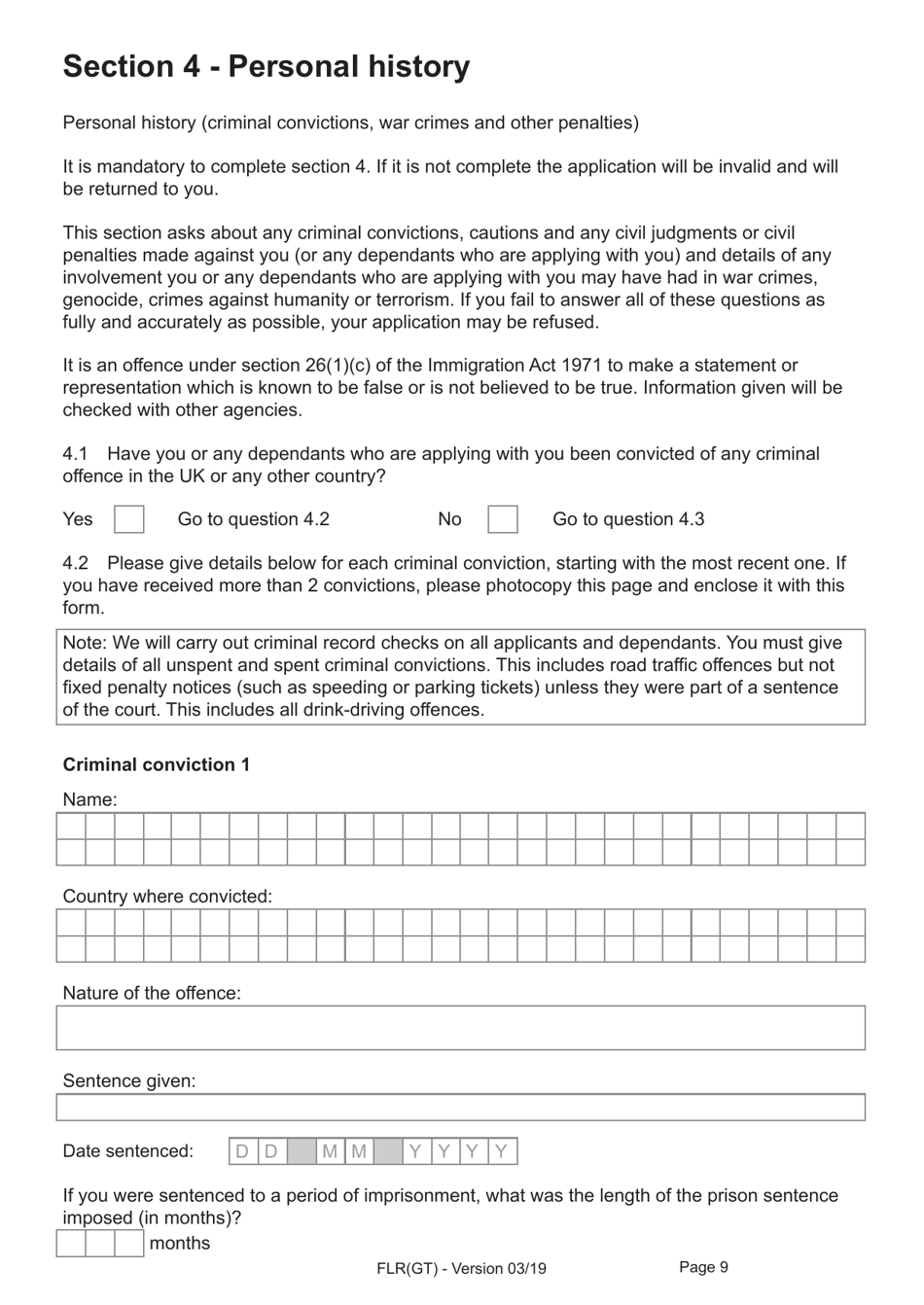 Form FLR(GT) Application for Further Leave to Remain for Grenfell Tower Survivors Granted Limited Leave Outside the Immigration Rules, and a Biometric Immigration Document - United Kingdom, Page 9