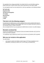 Form SET(AFG-LES) Application for Indefinite Leave to Remain (Settlement) in the UK by an Afghan National Who Relocated to the UK Under the Ex-gratia Scheme or Intimidation Policy and a Biometric Immigration Document - United Kingdom, Page 2