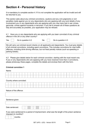 Form SET(AFG-LES) Application for Indefinite Leave to Remain (Settlement) in the UK by an Afghan National Who Relocated to the UK Under the Ex-gratia Scheme or Intimidation Policy and a Biometric Immigration Document - United Kingdom, Page 6