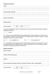 Form SET(AFG-LES) Application for Indefinite Leave to Remain (Settlement) in the UK by an Afghan National Who Relocated to the UK Under the Ex-gratia Scheme or Intimidation Policy and a Biometric Immigration Document - United Kingdom, Page 7