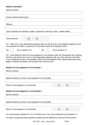 Form SET(AFG-LES) Application for Indefinite Leave to Remain (Settlement) in the UK by an Afghan National Who Relocated to the UK Under the Ex-gratia Scheme or Intimidation Policy and a Biometric Immigration Document - United Kingdom, Page 8