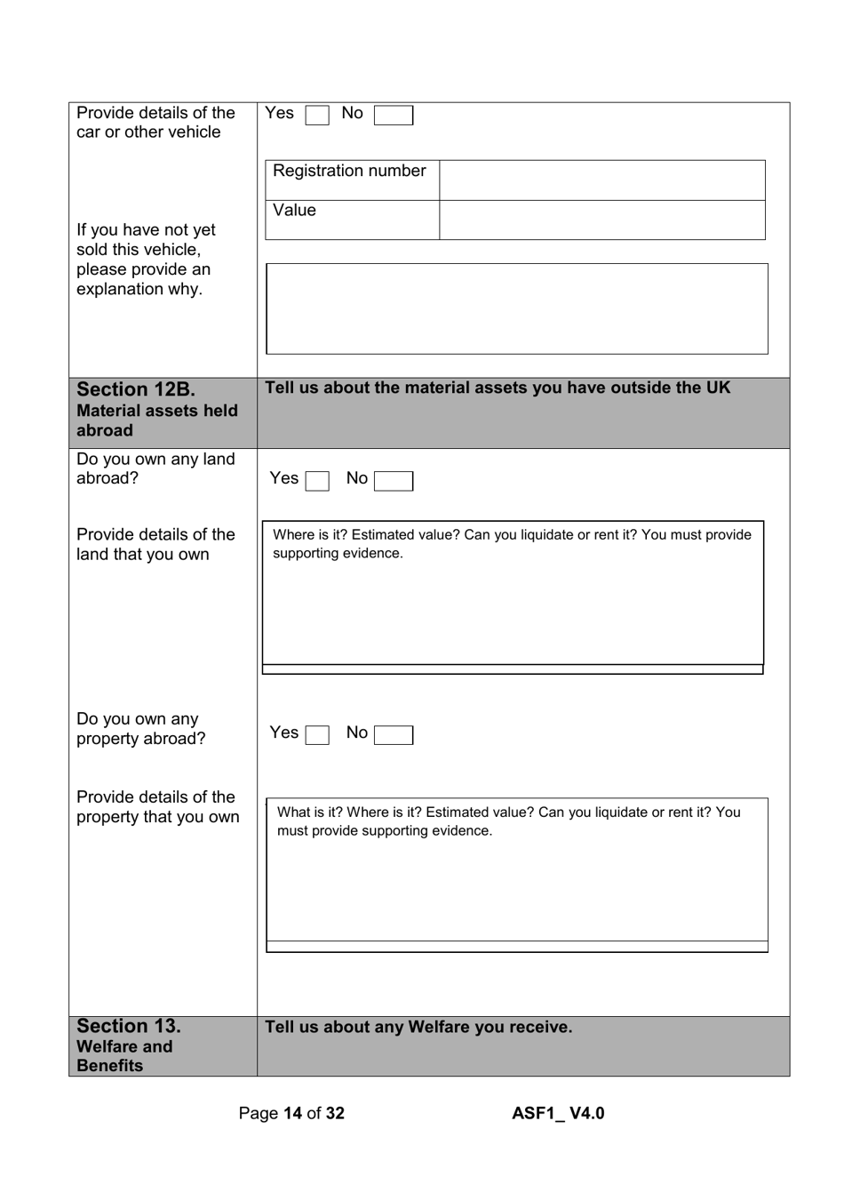 Form ASF1 Asylum Support Application Form - United Kingdom, Page 14