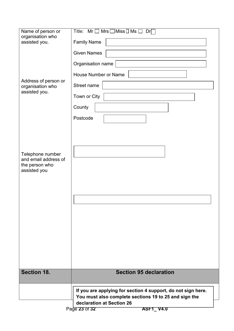Form ASF1 Asylum Support Application Form - United Kingdom, Page 23