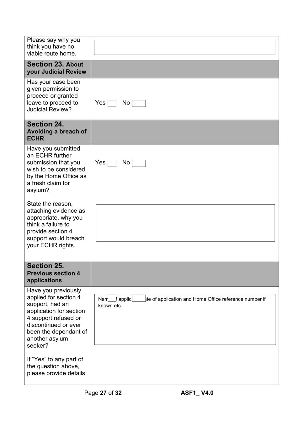 Form ASF1 Asylum Support Application Form - United Kingdom, Page 27